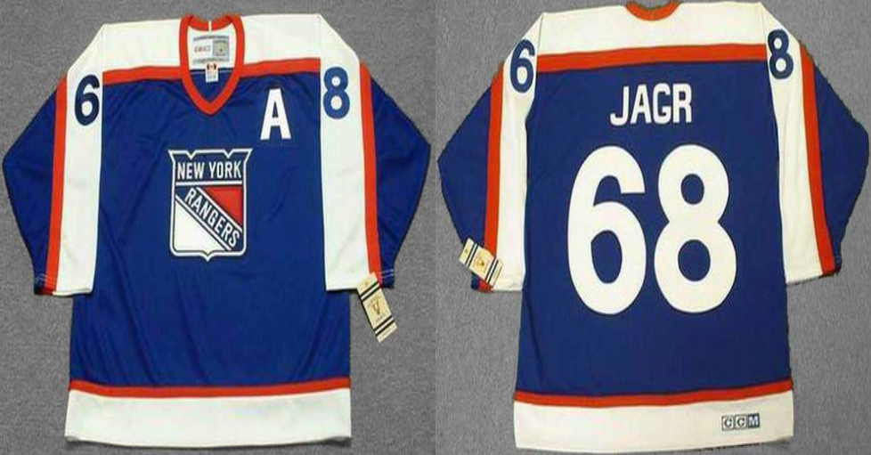 2019 Men New York Rangers 68 Jagr blue style #2 CCM NHL jerseys->new york rangers->NHL Jersey